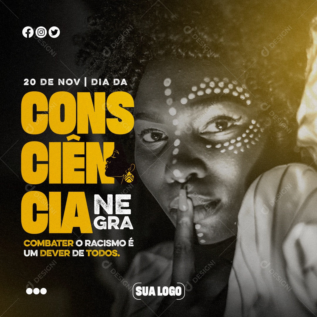 Dia da Consciência Negra 20 de Novembro Social Media PSD Editável