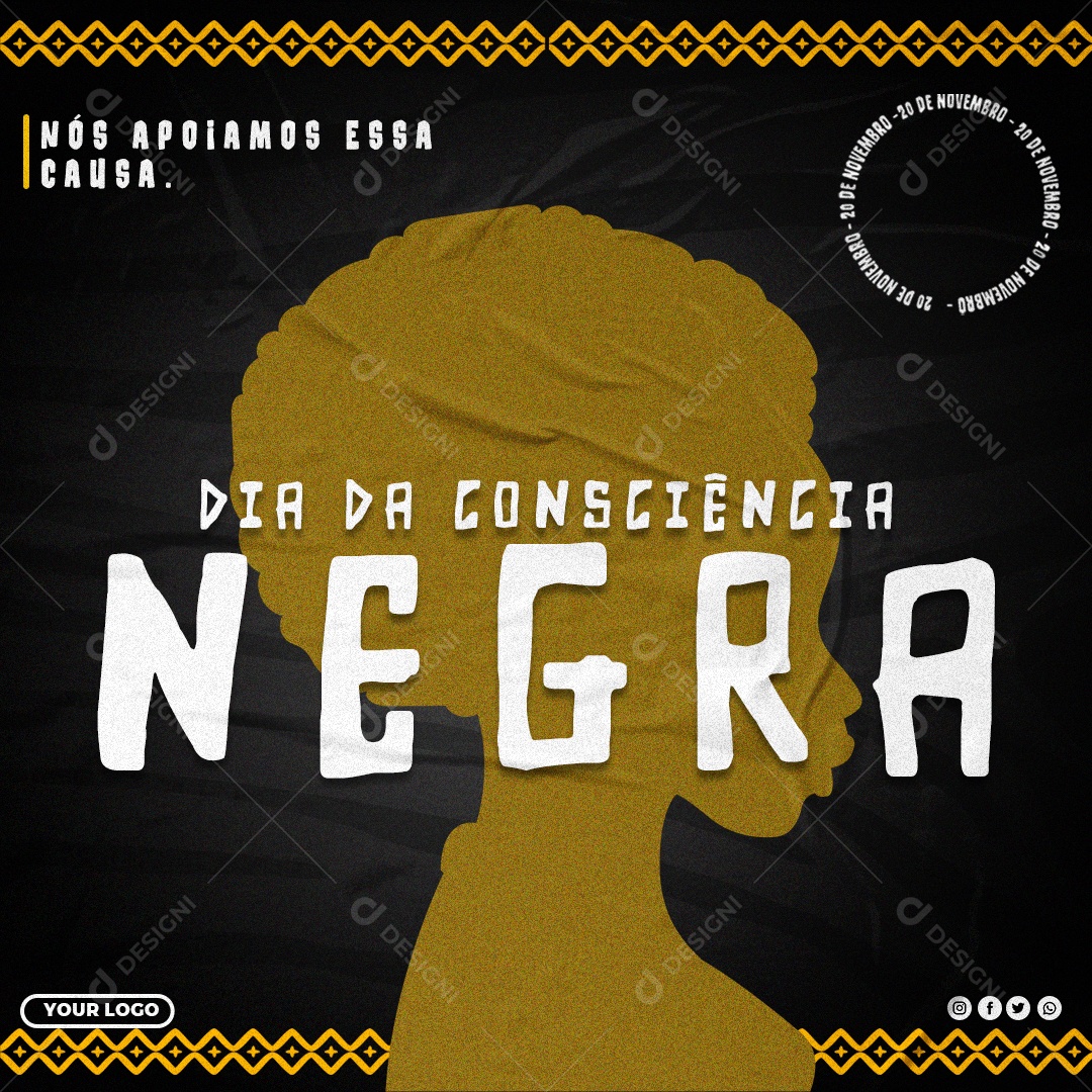 Social Media Dia da Consciência Negra 20 de Novembro PSD Editável