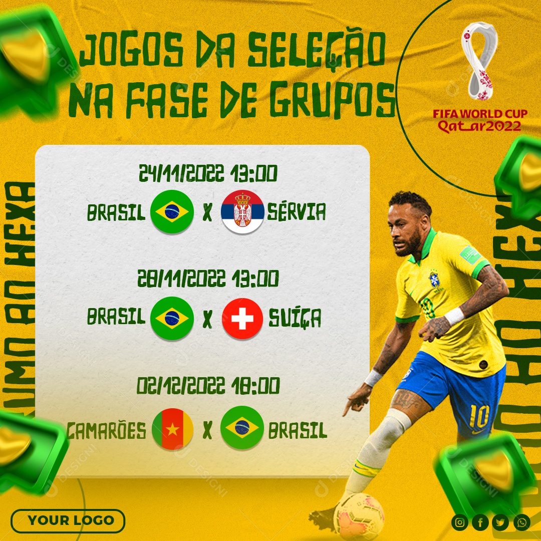 Social Jogos da Seleção na Fase de Grupos Tabela PSD Editável