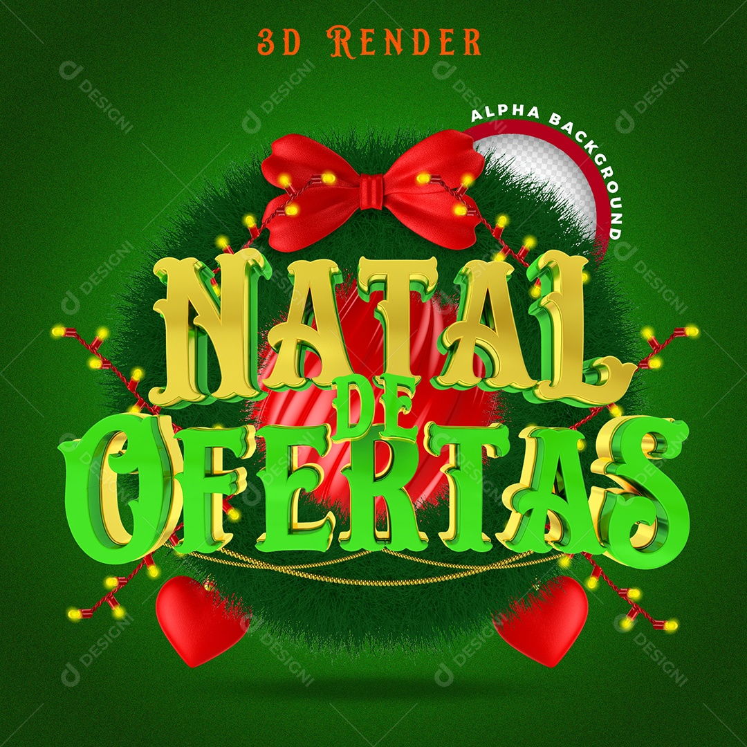 Texto 3D Natal de Ofertas PSD