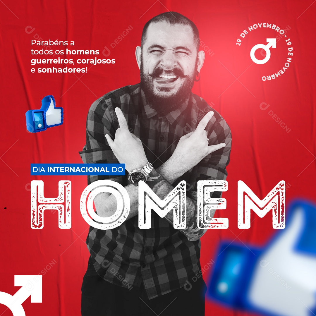 Dia Internacional do Homem 19 de Novembro Social Media PSD Editável