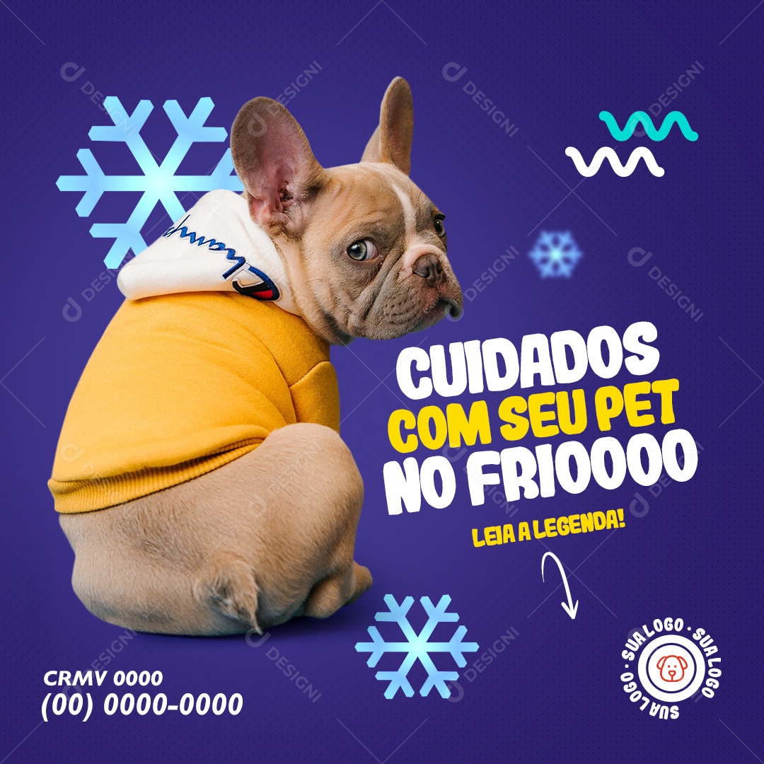 Cuidado Com Seu Pet no Frio Social Media PSD Editável