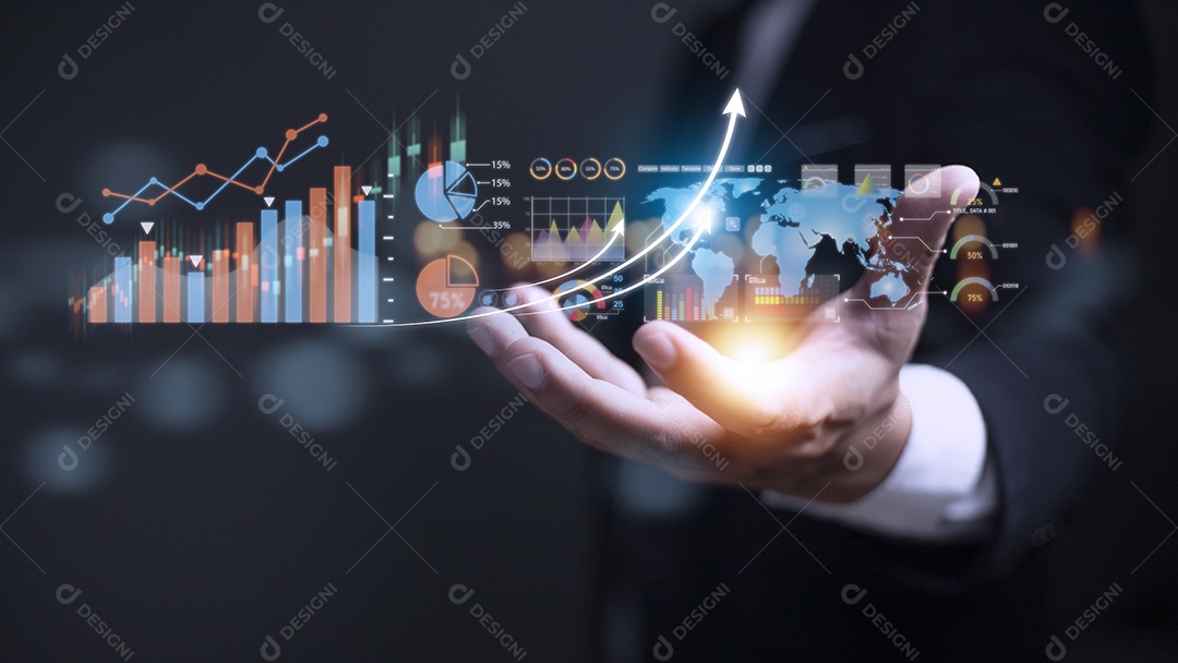 Análise de dados para o conceito de negócios e finanças. interface gráfica.