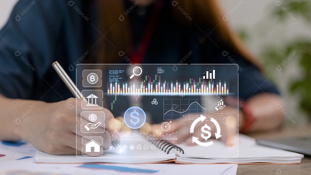 Gerente de comércio financeiro analisando indicadores do mercado de ações para melhor.