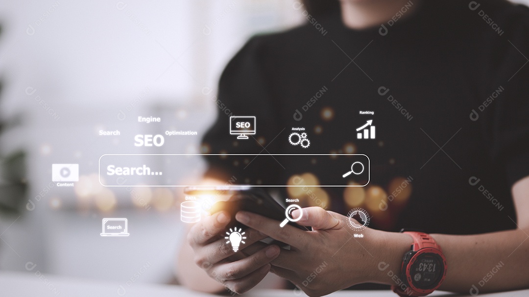 SEO. Motor de Otimização de Busca. Marketing digital online.