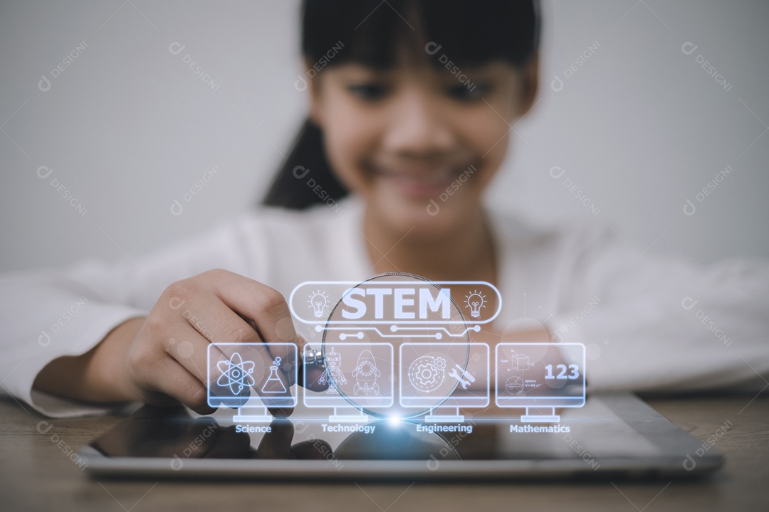 Conceito de educação STEM, STEM. Tapete de Engenharia de Ciência e Tecnologia.