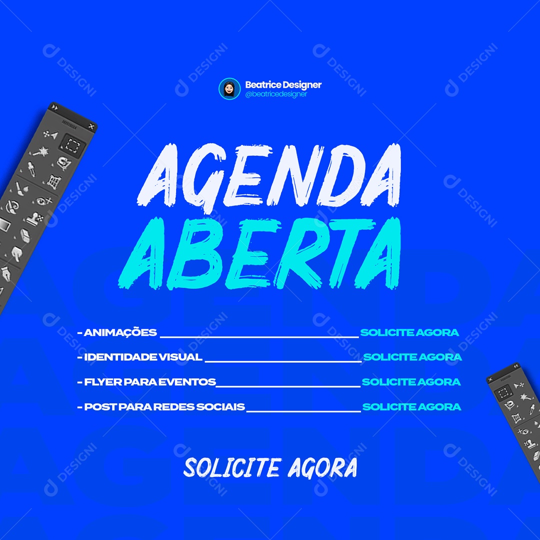Agenda Aberta Designer Gráfico Social Media PSD Editável