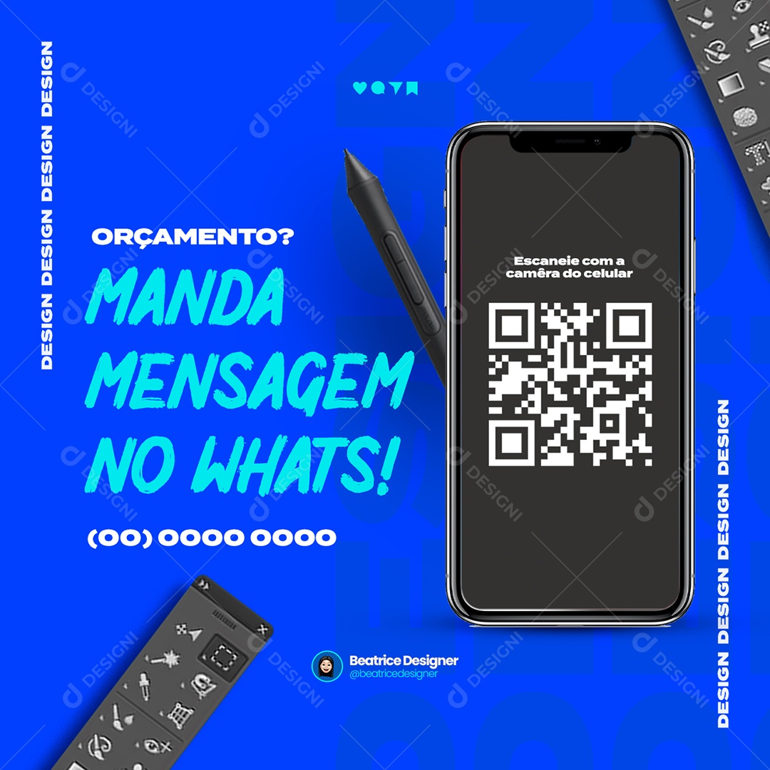 Orçamento Manda Mensagem no Whats Designer Gráfico Social Media PSD Editável