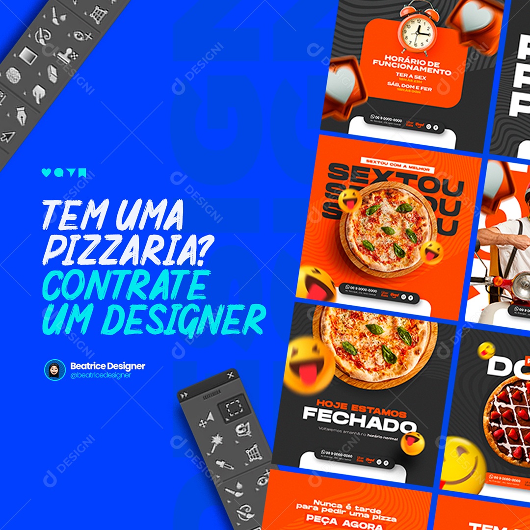 Tem Uma Pizzaria Contrate um Designer Gráfico Social Media PSD Editável