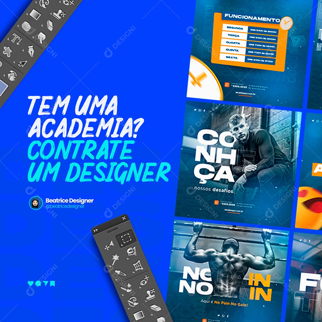 Tem uma Academia Contrate um Designer Gráfico Social Media PSD Editável