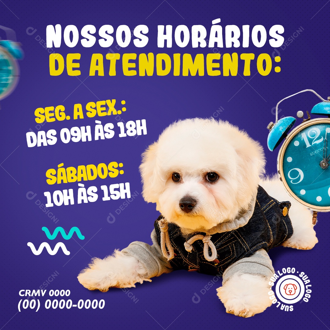 Petshop Nosso Horário de Atendimento Social Media PSD Editável