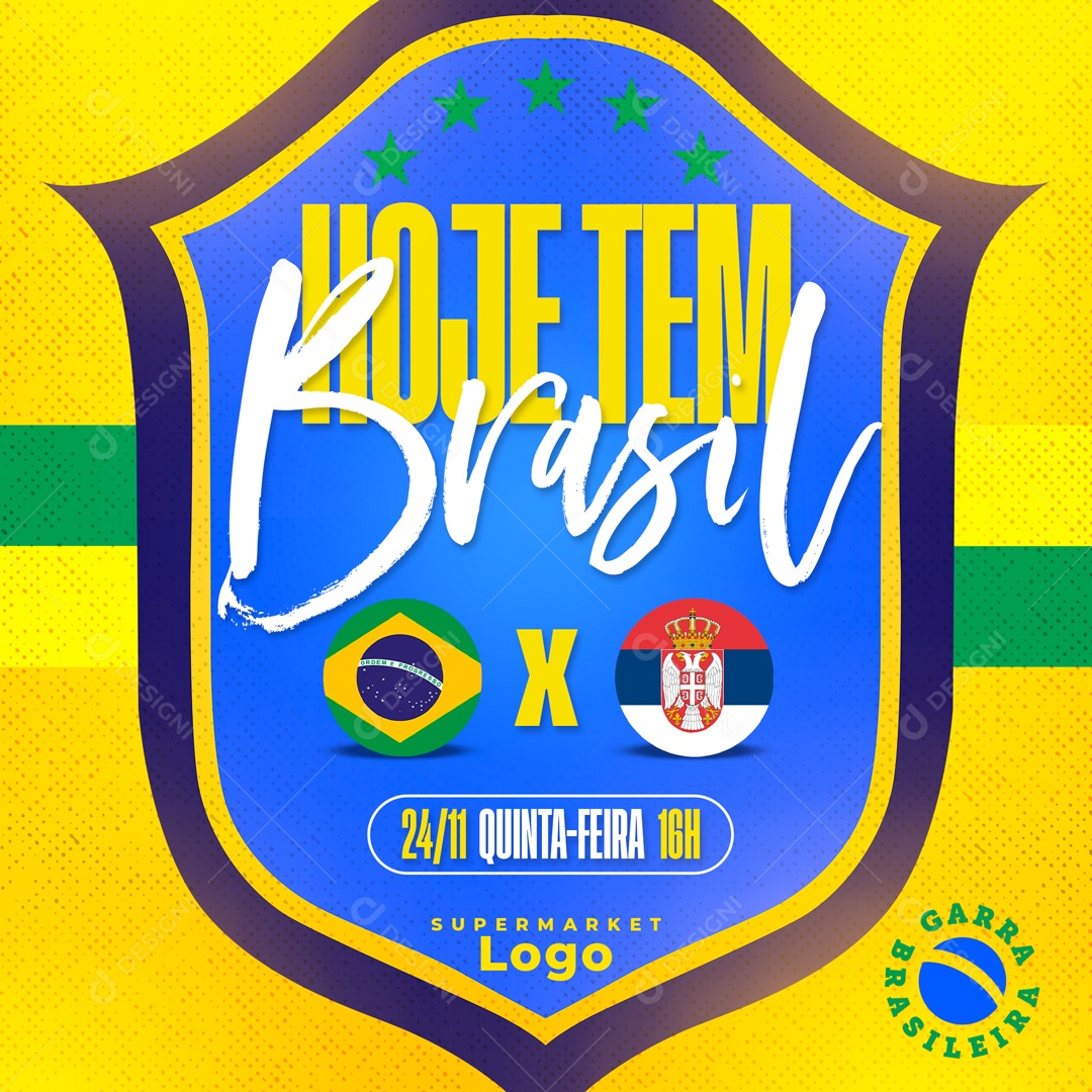 Hoje Tem Brasil Copa Do Mundo Social Media PSD Editável