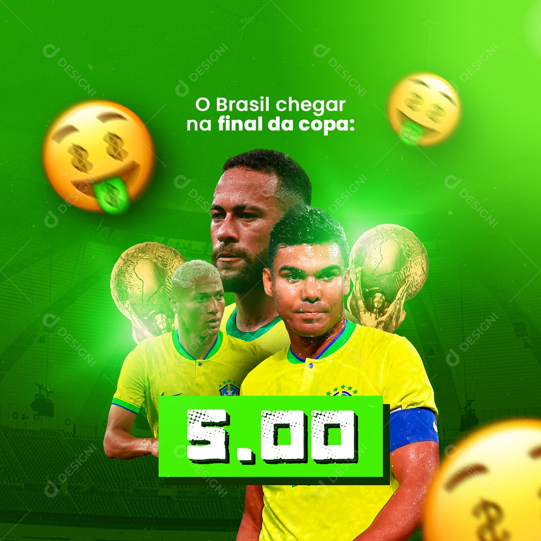 O Brasil Chegar na Final da Copa Casa de Apostas Social Media PSD Editável