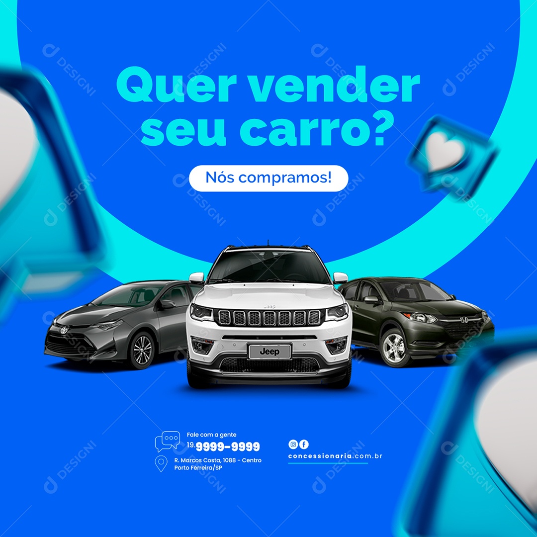 Quer Vender seu Carro Concessionária Social Media PSD Editável