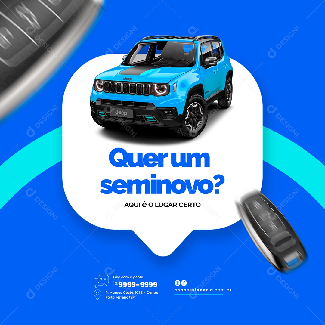 Quer um Seminovo Concessionária Social Media PSD Editável