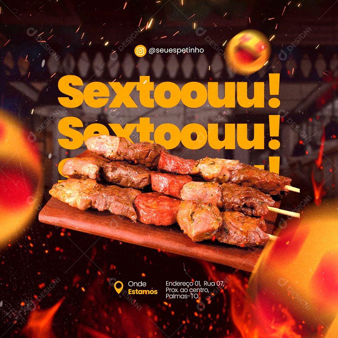 Sextoouu Espetinho Social Media PSD Editável