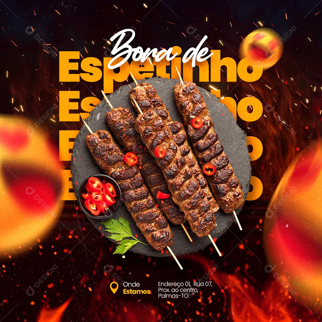 Bora de Espetinho Social Media PSD Editável
