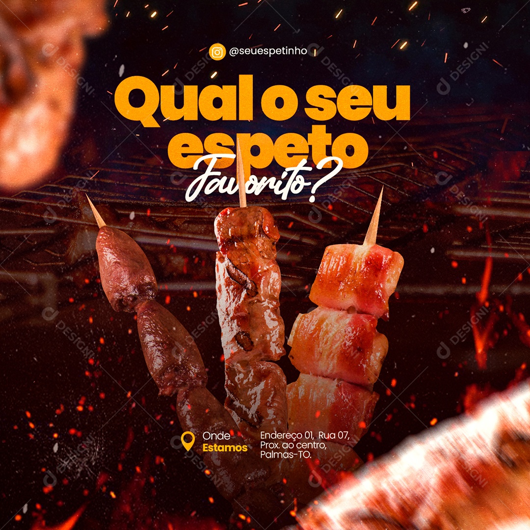 Qual o Espeto Favorito Espetinho Social Media PSD Editável