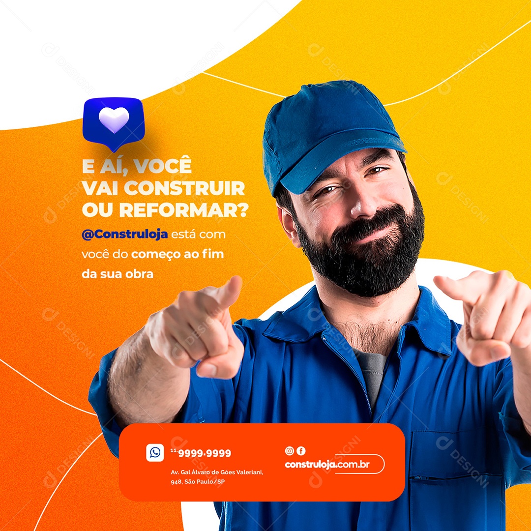 E Aí Você Vai Construir ou Reformar Materiais De Construção Social Media PSD Editável