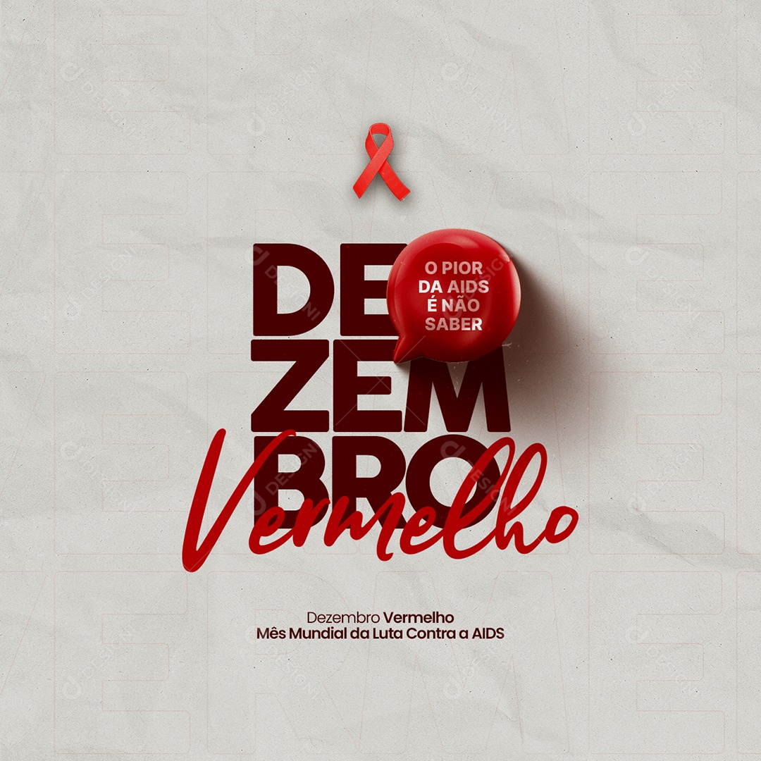 O Pior da AIDS é Não Saber Dezembro Vermelho Social Media PSD Editável