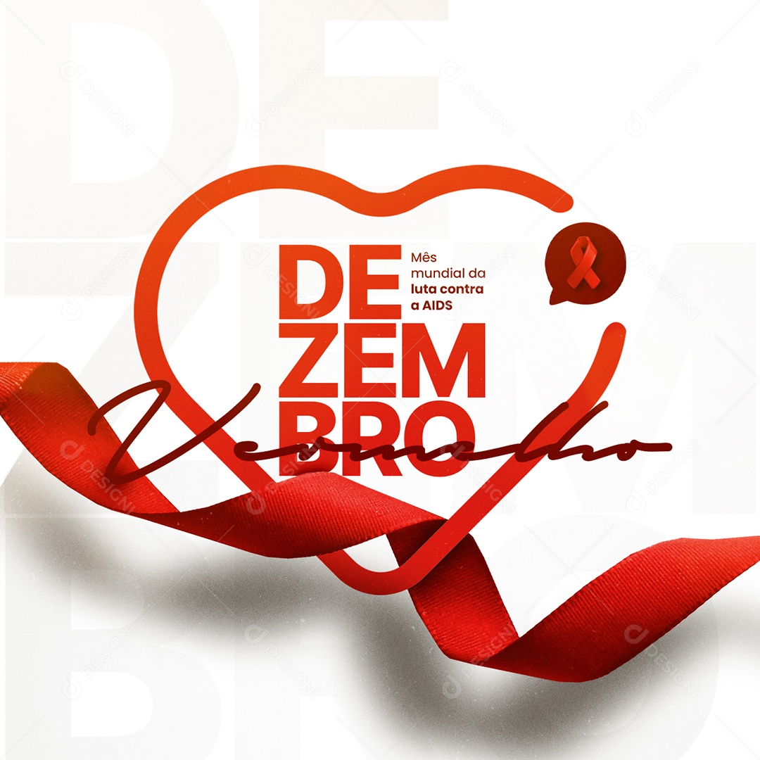 Mês Mundial da Luta Contra AIDS Dezembro Vermelho Social Media PSD Editável
