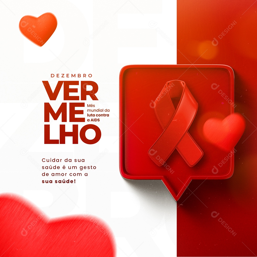 Mês Mundial da Luta Contra AIDS Dezembro Vermelho Social Media PSD Editável