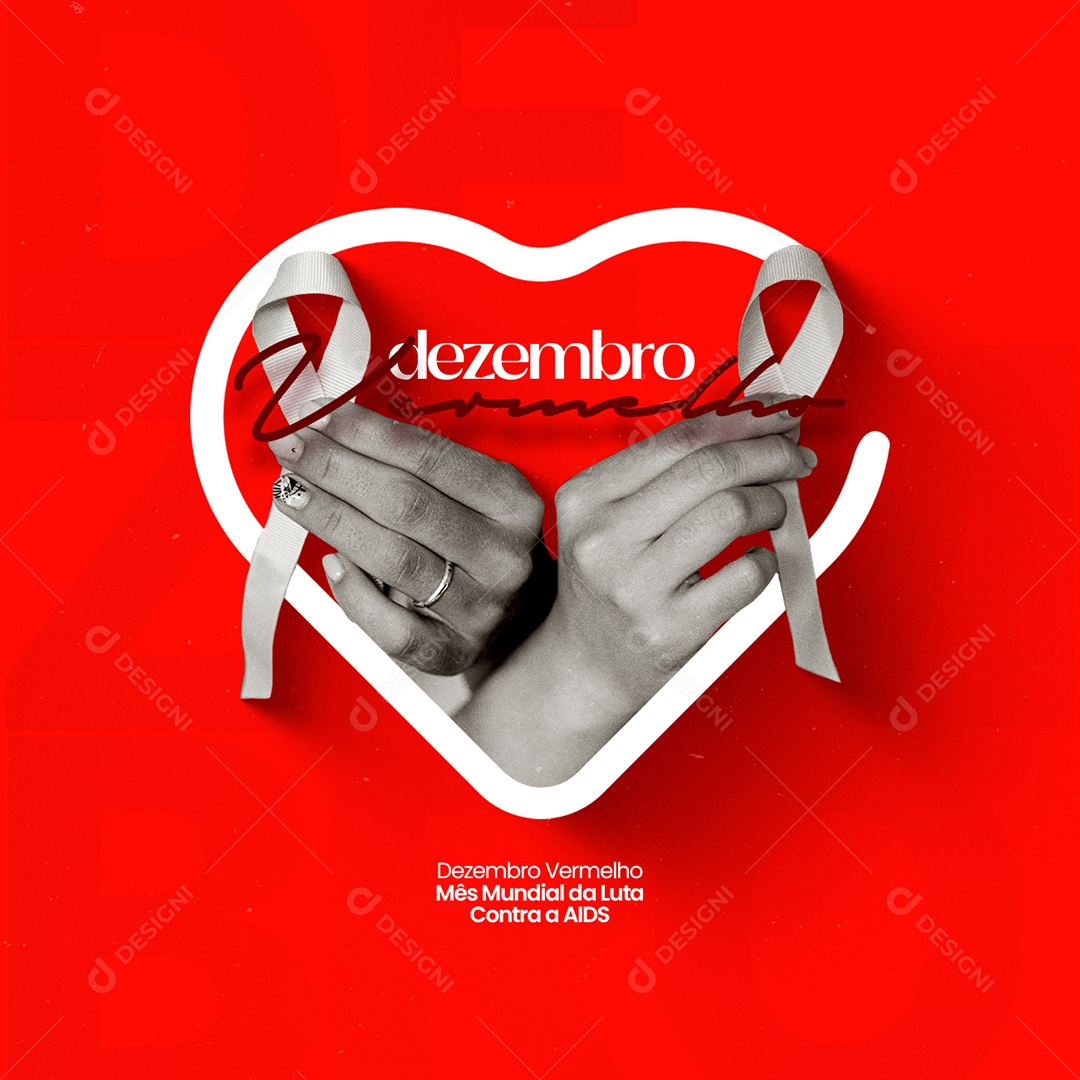 Mês Mundial da Luta Contra AIDS Dezembro Vermelho Social Media PSD Editável