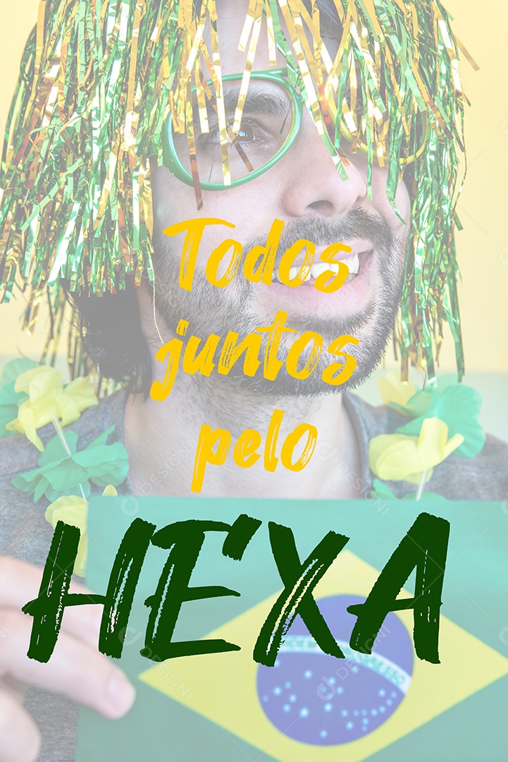 Fã brasileiro segurando uma bandeira brasileira.