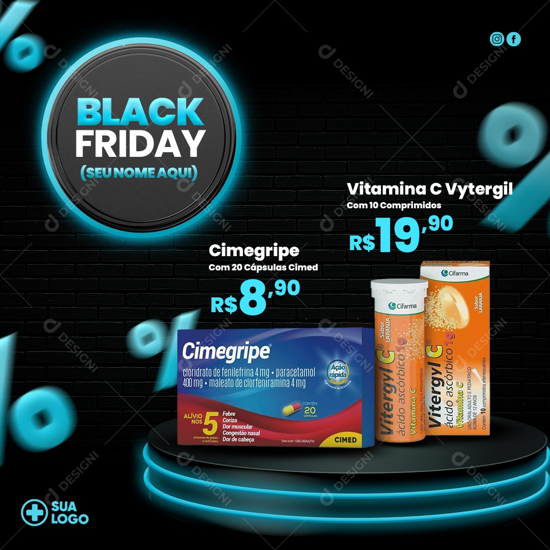 Post Black Friday Farmácia Ofertas PSD Editável