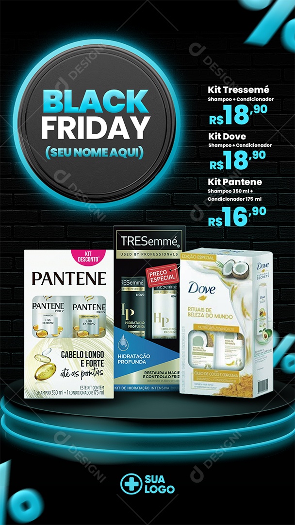 Post Story Black Friday Farmacia Ofertas Kits PSD Editável