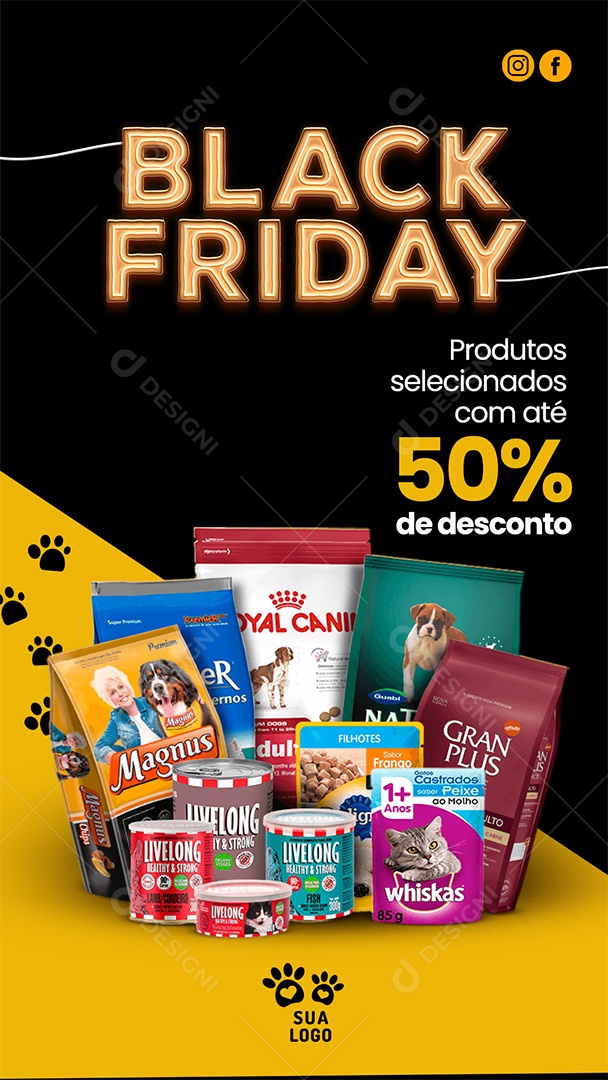 Post Story Black Friday Petshop Social Media PSD Editável