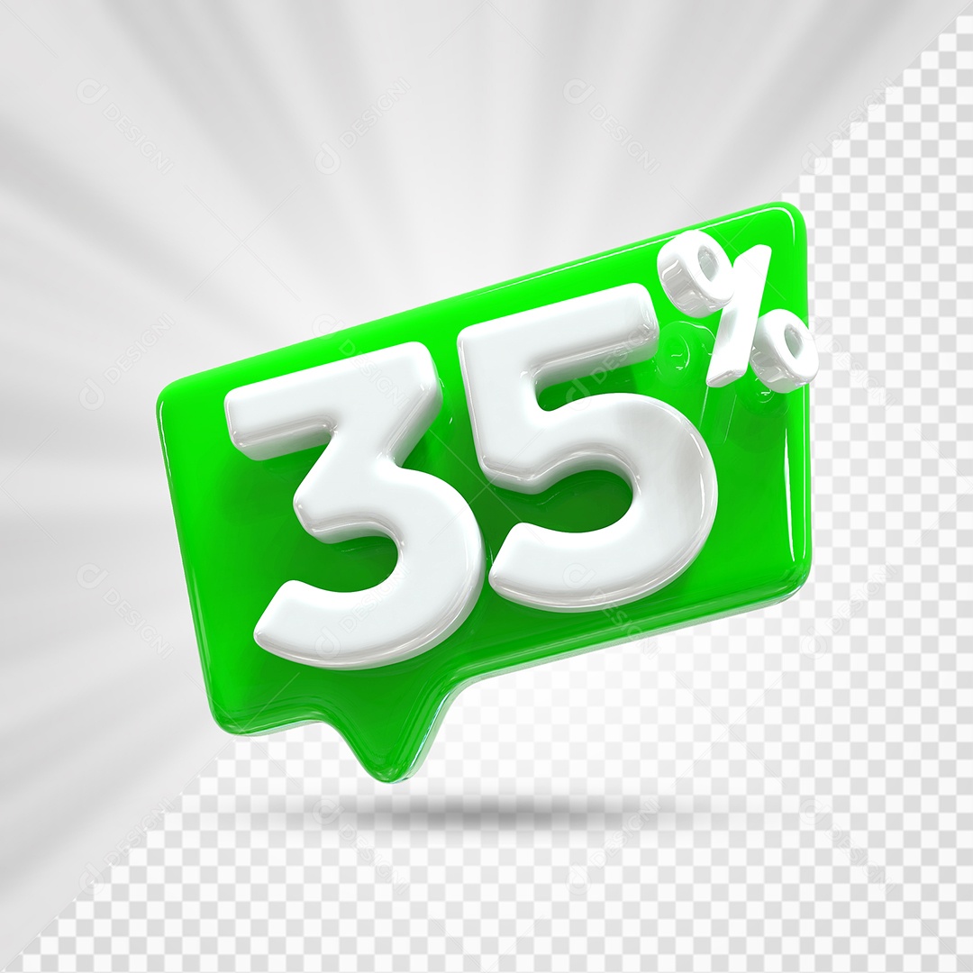 Caixa de Desconto Número 3D 35% Verde Elemento Para Composição PSD