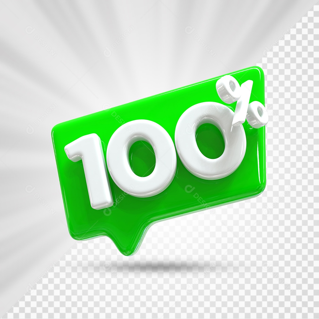 Caixa de Desconto Número 3D 100% Verde Elemento Para Composição PSD