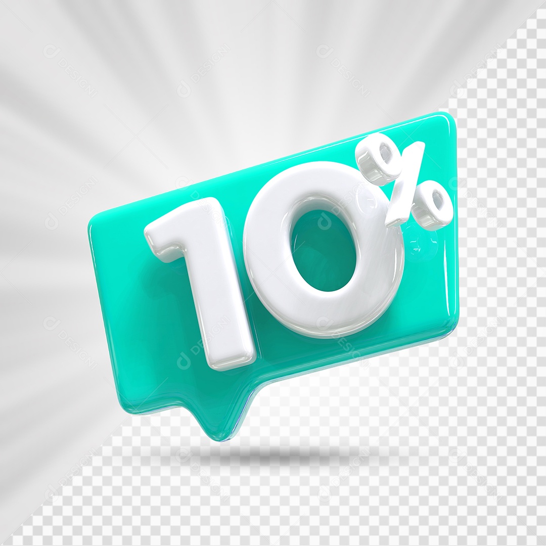 Caixa de Desconto Número 3D 10% Azul Marinho Elemento Para Composição PSD