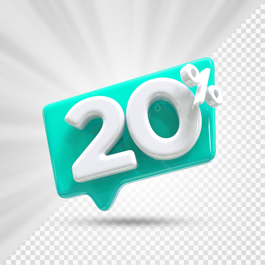 Caixa de Desconto Número 3D 20% Azul Marinho Elemento Para Composição PSD