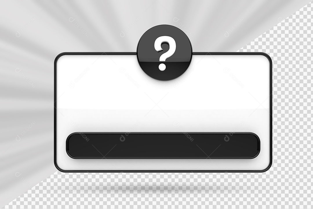 Elemento 3D Caixa de Perguntas Branco e Preto Para Composição PSD