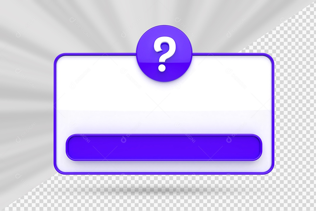 Elemento 3D Caixa de Perguntas Branco e Roxo Para Composição PSD