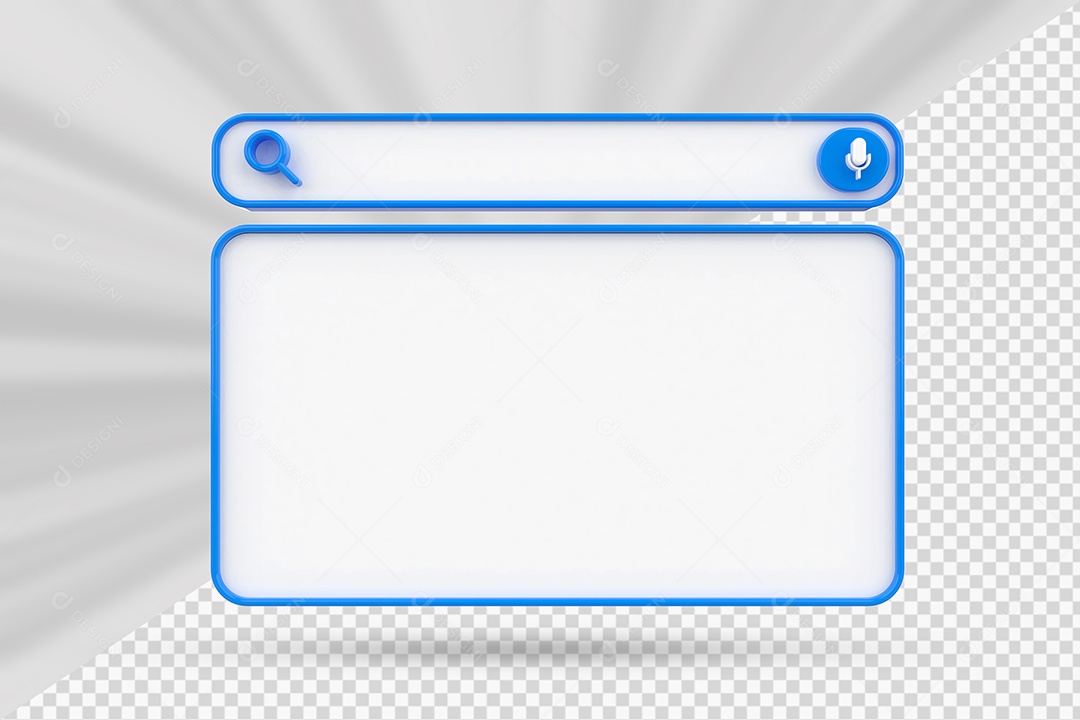 Barra de Pesquisar Branco e Azul de Navegador Elemento 3D para Composição PSD