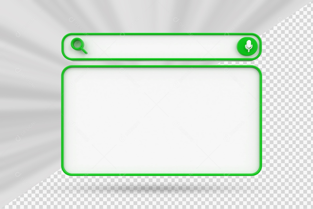 Barra de Pesquisar Branco e Verde de Navegador Elemento 3D para Composição PSD