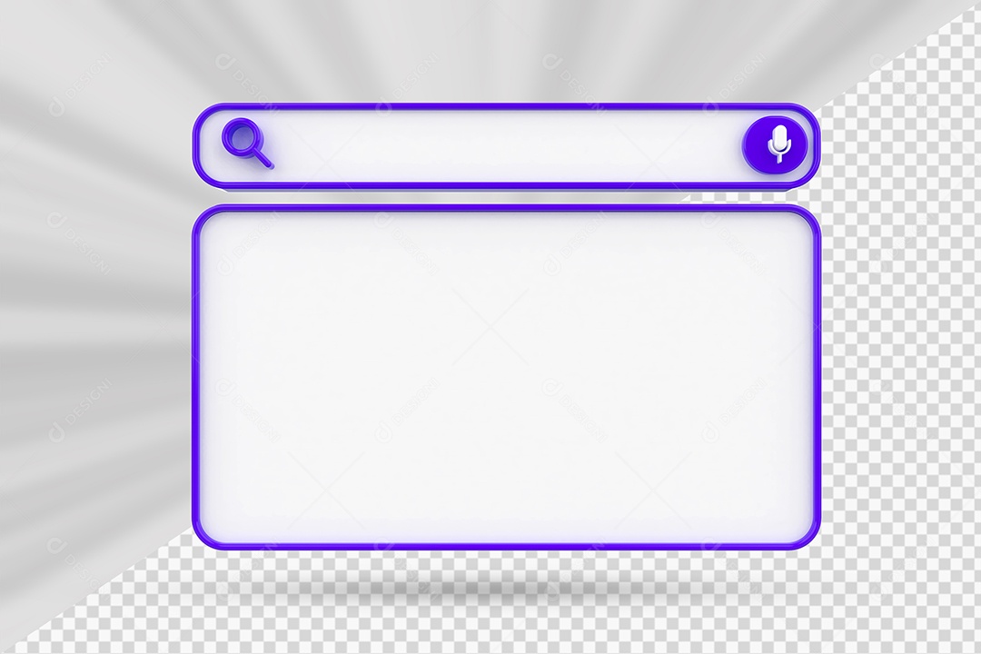 Barra de Pesquisar Branco e Roxo de Navegador Elemento 3D para Composição PSD