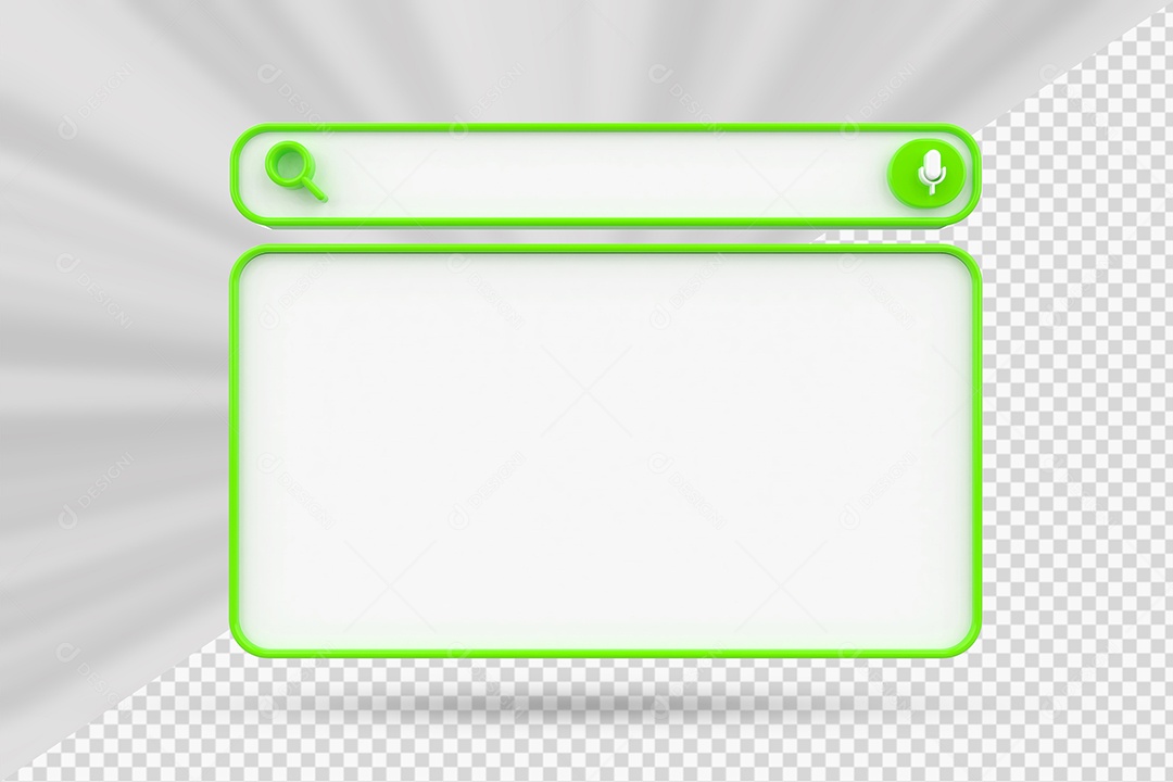 Barra de Pesquisar Branco e Verde de Navegador Elemento 3D para Composição PSD