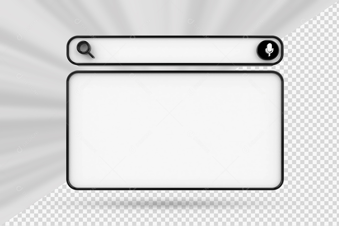 Barra de Pesquisar Branco e Preto de Navegador Elemento 3D para Composição PSD