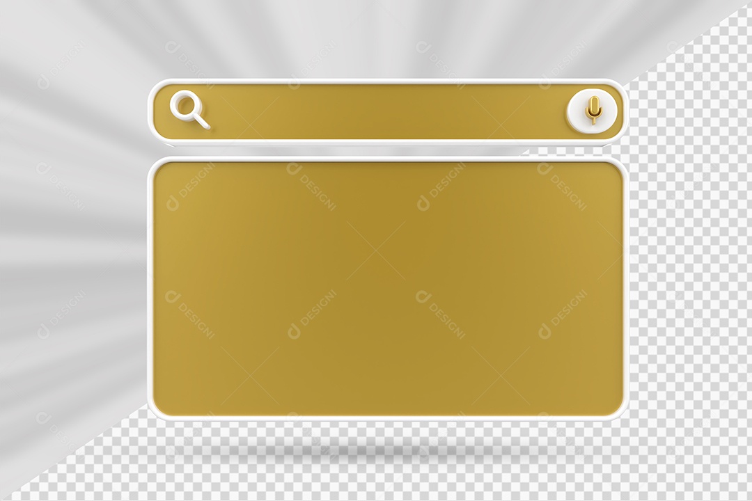 Barra de Pesquisar Dourado Escuro e Branco de Navegador Elemento 3D para Composição PSD