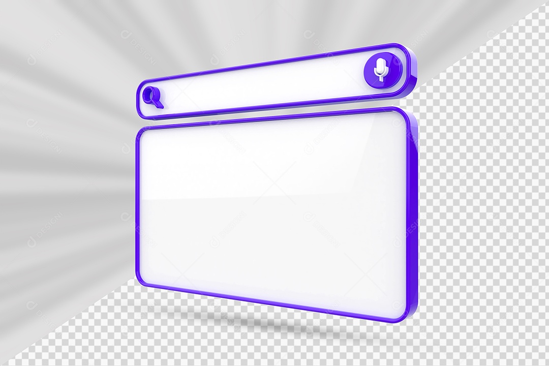 Barra de Pesquisar Branco e Azul de Navegador Elemento 3D para Composição PSD