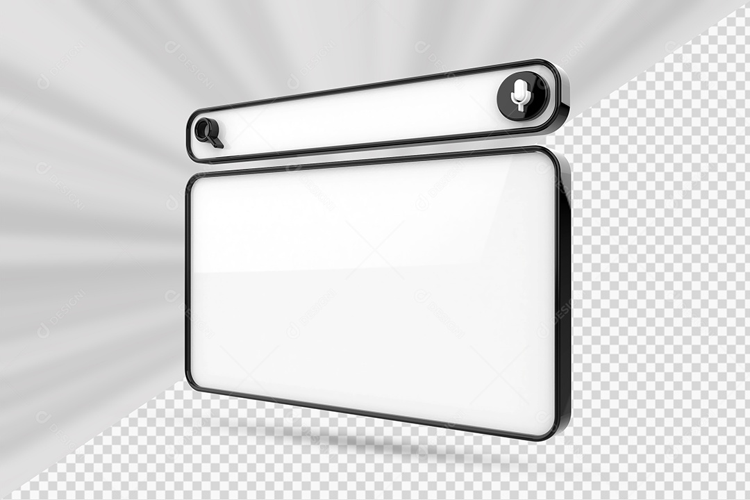 Barra de Pesquisar Branco e Preto de Navegador Elemento 3D para Composição PSD