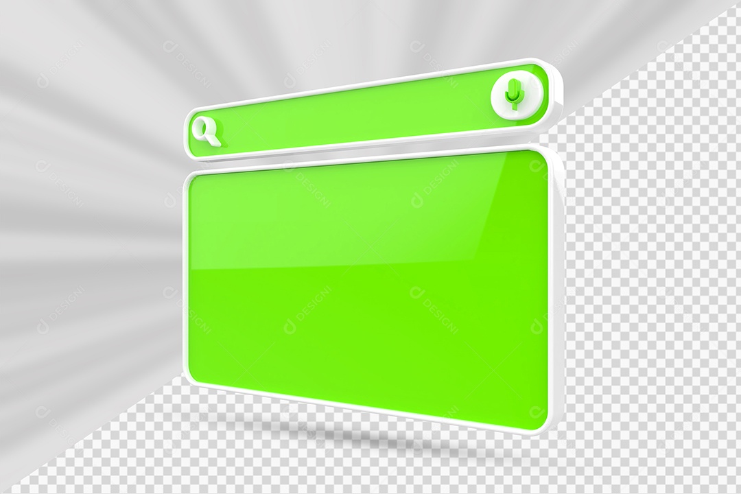Barra de Pesquisar Verde e Branco de Navegador Elemento 3D para Composição PSD