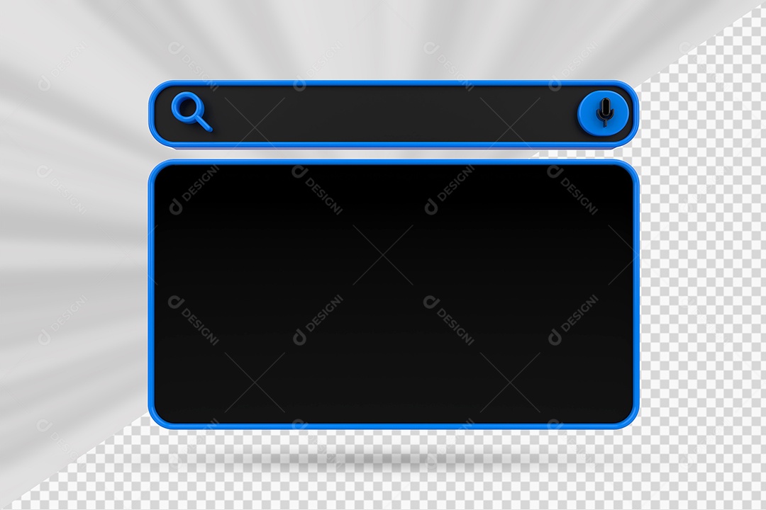Barra de Pesquisar Preto e Azul de Navegador Elemento 3D para Composição PSD