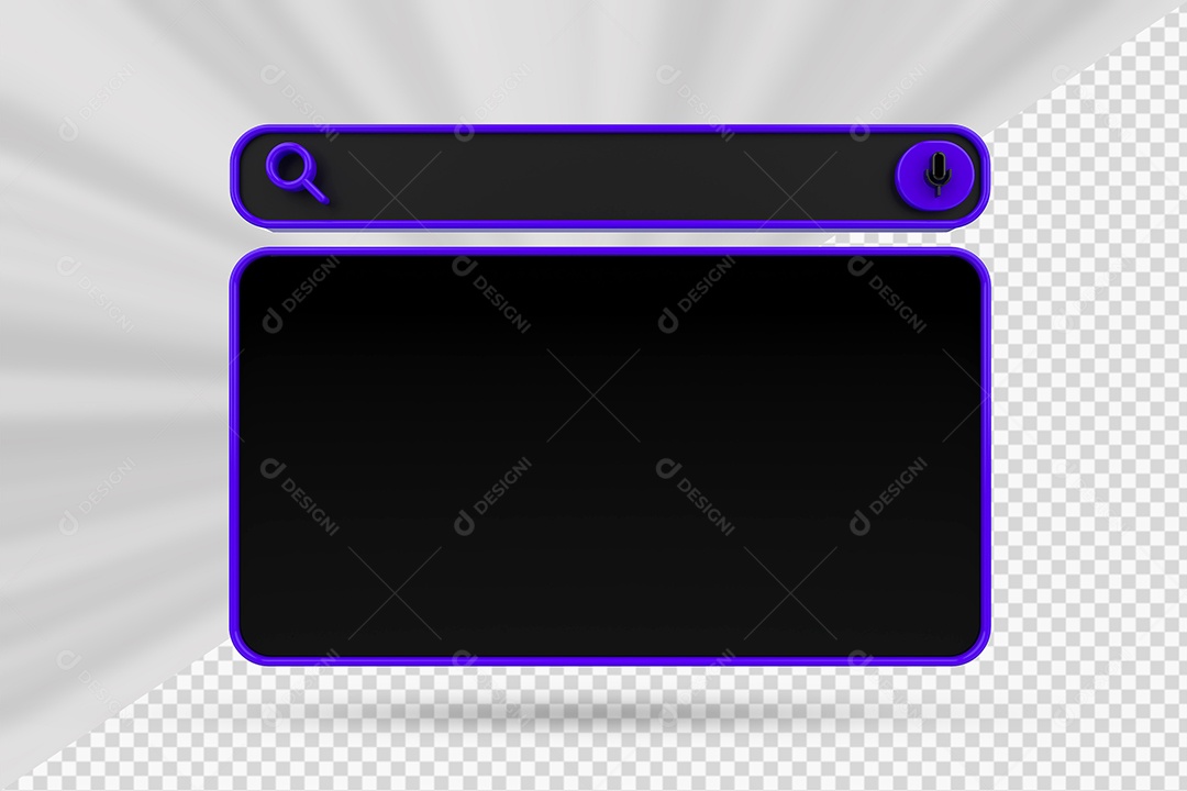 Barra de Pesquisar Preto e Azul de Navegador Elemento 3D para Composição PSD