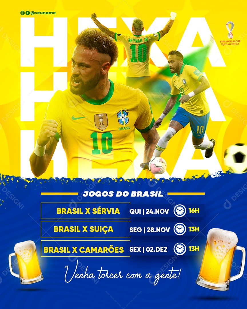Jogos do Brasil Venha Torcer com a Gente Bar Social Media PSD Editável