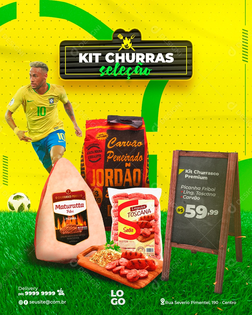 Kit Churras Seleção Churrascaria Copa Social Media PSD Editável